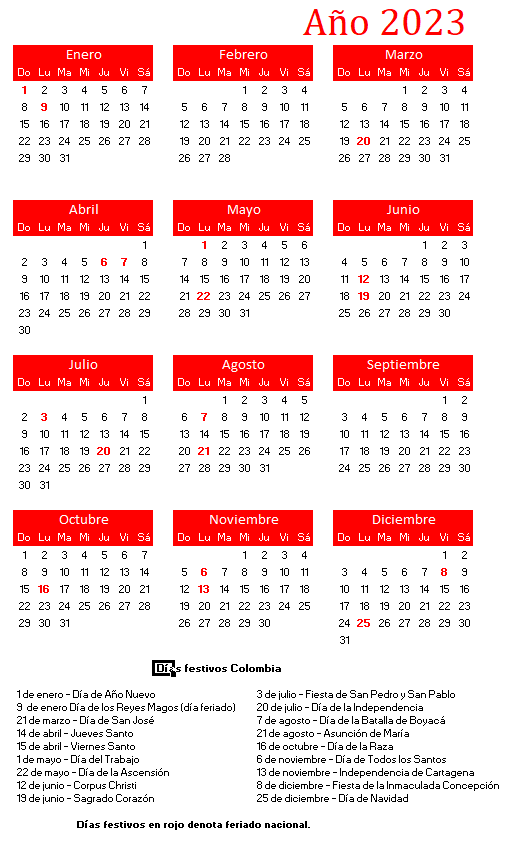 Calendario 2023 Colombia Con Festivos Readingcraze