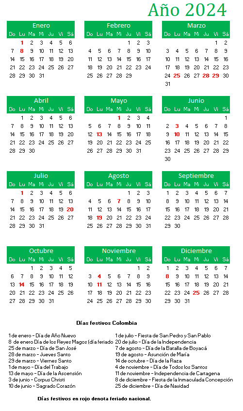 Calendario Con Festivos En Colombia Nadya Adelheid