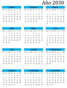 calendario 2030