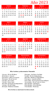 calendario 2023 Venezuela