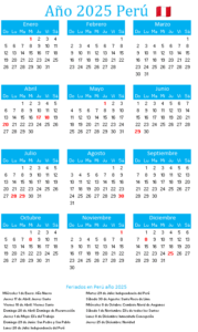 calendario 2025 peru