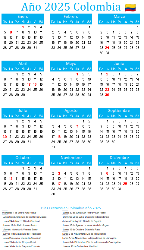 calendario Colombia 2025
